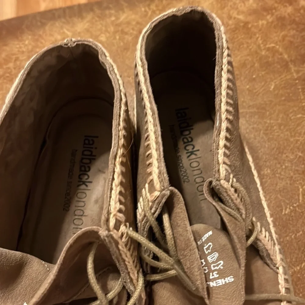 New Laidback London Shenje Crochet Lace Up Chukka Boots Camel Size 6, 7, 9
